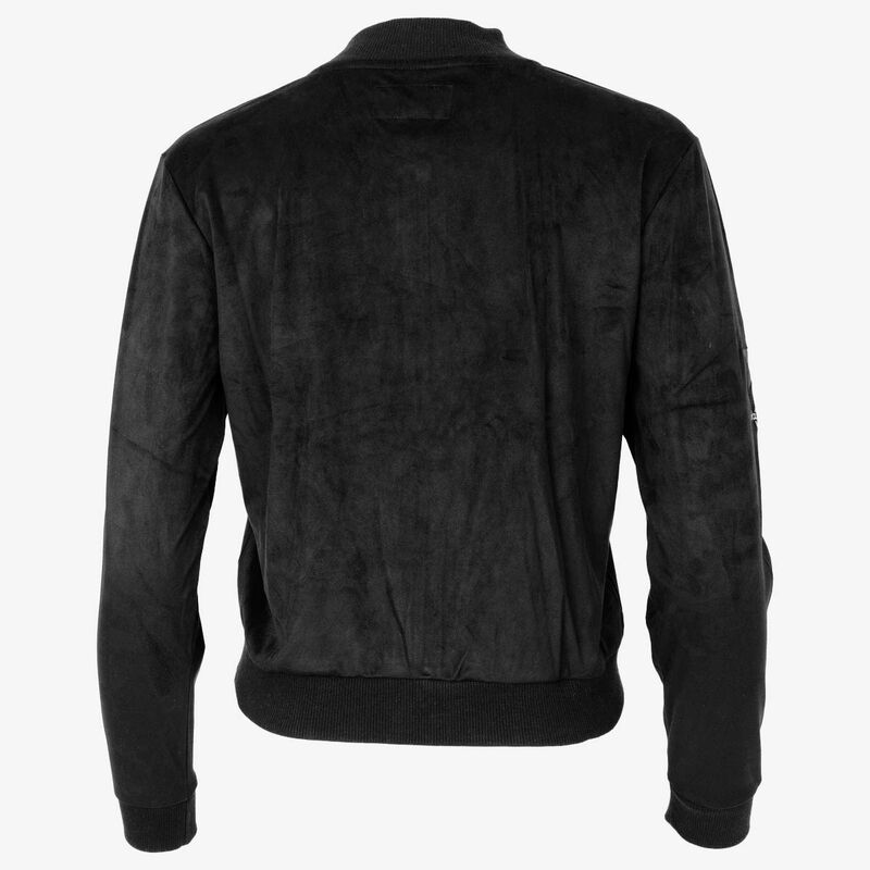 Slim Fit Zip Up Bomber Jacket in Black Noir Velvet image number 5